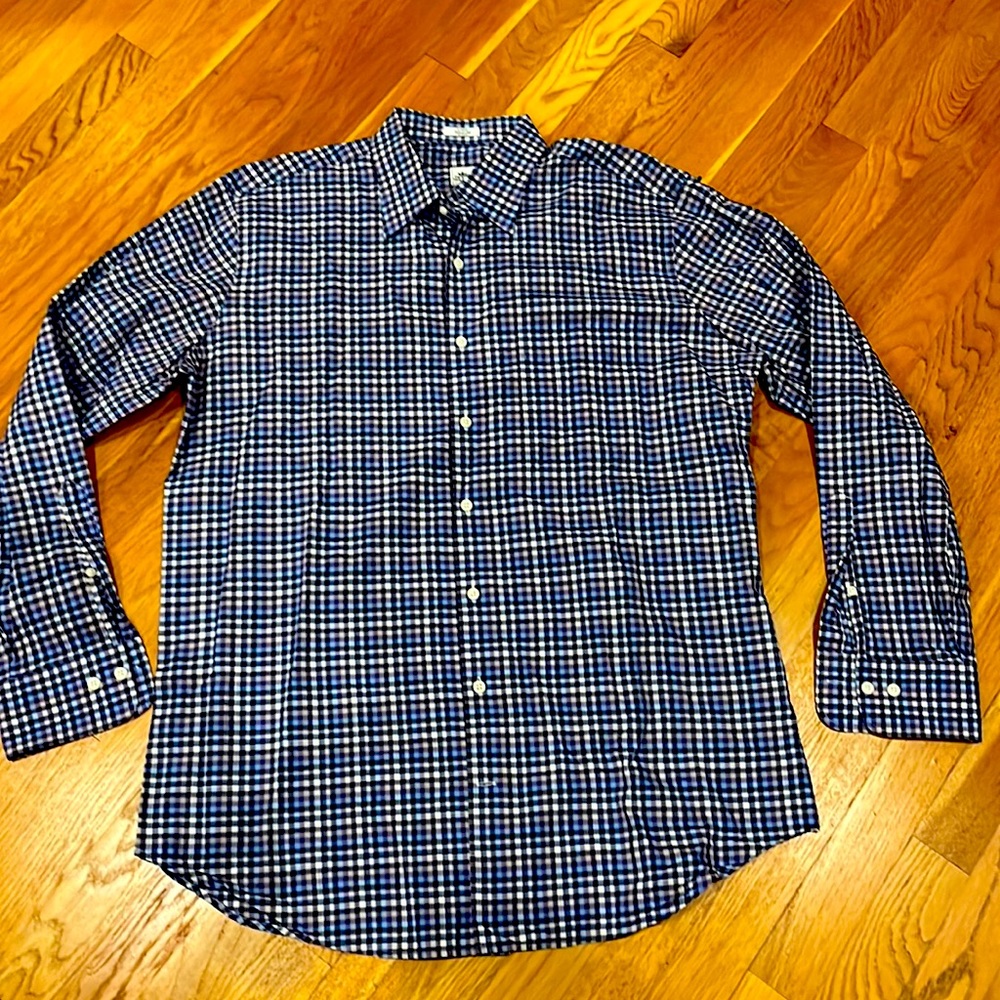 Peter millar | mens checkered plaid button up long sleeve shirt size medium
